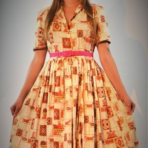 Vintage Dress,orange, rockabilly,retro, 1960's,